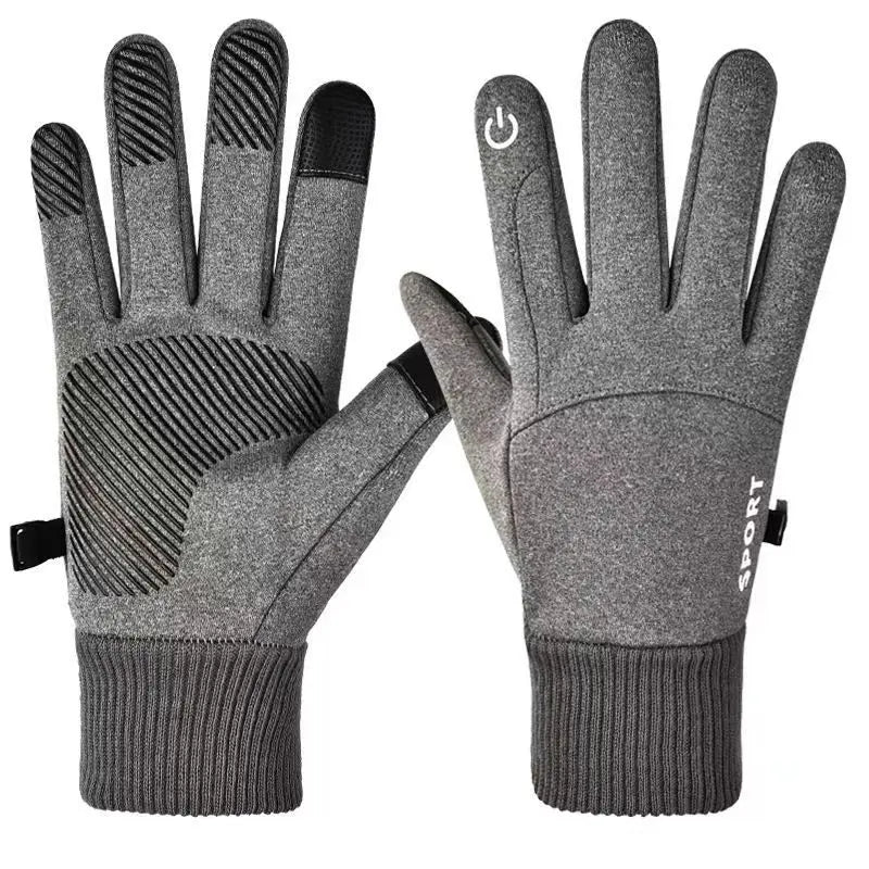 Black Winter Warm Full Fingers Waterproof Cycling Outdoor Sports Running Motorcycle Ski Touch Screen Fleece Gloves